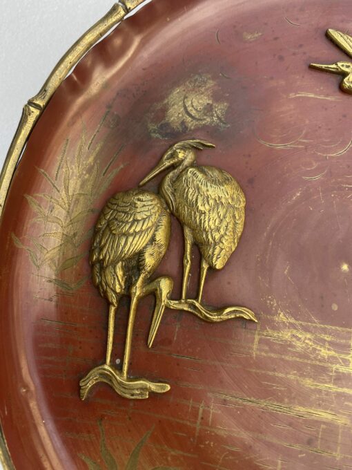 1850' Bronze Plate With Japanese Patterns Bamboo Decor By Alphonse Giroux (1776-1848) - Image 7