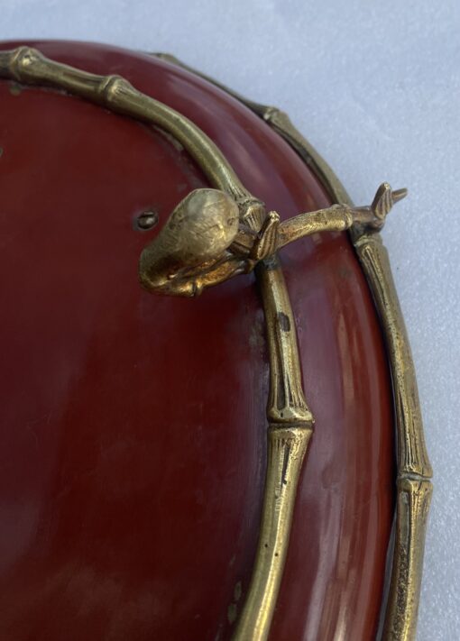 1850' Bronze Plate With Japanese Patterns Bamboo Decor By Alphonse Giroux (1776-1848) - Image 3