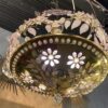 1970' Maison Bagués Style Golden Brass Chandelier Leaves in Colored Glass - Image 19
