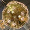 1970' Maison Bagués Style Golden Brass Chandelier Leaves in Colored Glass - Image 18