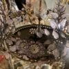 1970' Maison Bagués Style Golden Brass Chandelier Leaves in Colored Glass - Image 8