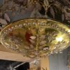 1970' Maison Bagués Style Golden Brass Chandelier Leaves in Colored Glass - Image 5
