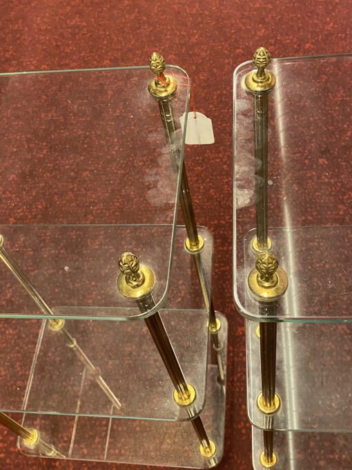 1970′ Pair Of Shelves At 3 Levels In The Style Of Maison Baguès Bronze And Glass 39 x 30 X H 84 cm - Image 5