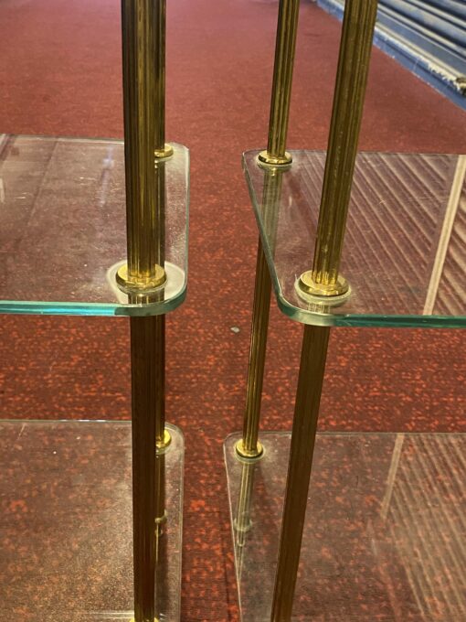 1970′ Pair Of Shelves At 3 Levels In The Style Of Maison Baguès Bronze And Glass 39 x 30 X H 84 cm - Image 2