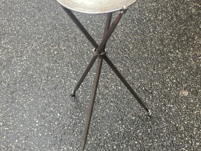 1950' Silver Bronze Tripod Pedestal Table ø 34 cm H 59 cm