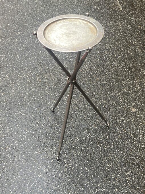 1950' Silver Bronze Tripod Pedestal Table ø 34 cm H 59 cm