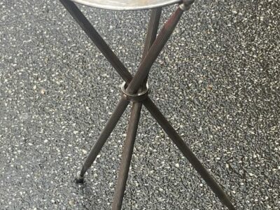 1950' Guéridon Tripode Bronze Argenté ø 34 cm H 59 cm