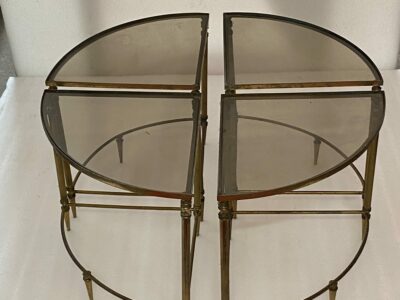 1970′ Series Of 4 Maison Bagués Ou Jansen Tables In Bronze Ø 67 cm H 40 cm