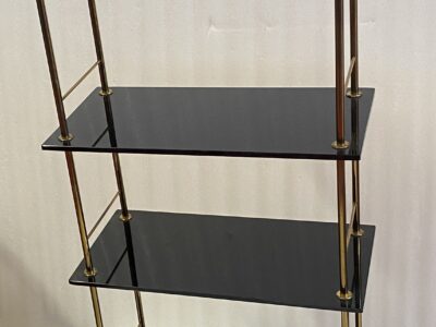1970′ 4-Tier Bronze Shelf Maison Baguès Black Opaline Trays 50 X 25 X H 124 cm