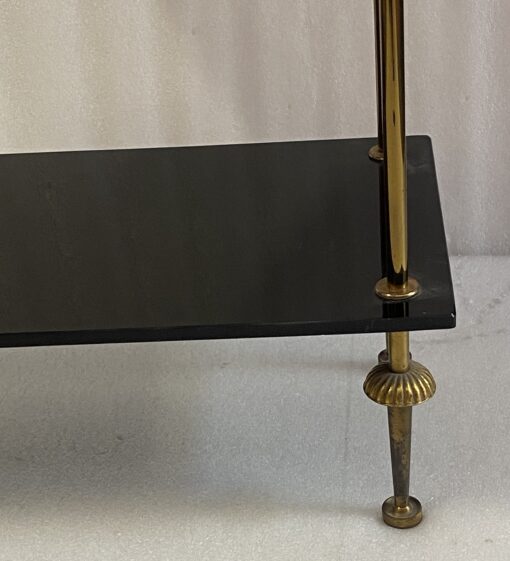 1970′ Étagère en Bronze à 4 Niveaux Maison Baguès Plateaux Opalines Noires 50 X 25 X H 124 cm – Image 16