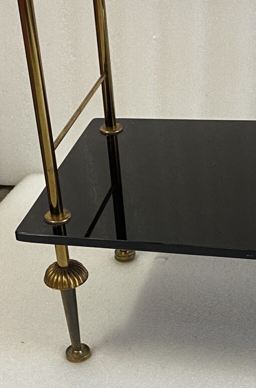 1970′ Étagère en Bronze à 4 Niveaux Maison Baguès Plateaux Opalines Noires 50 X 25 X H 124 cm – Image 15