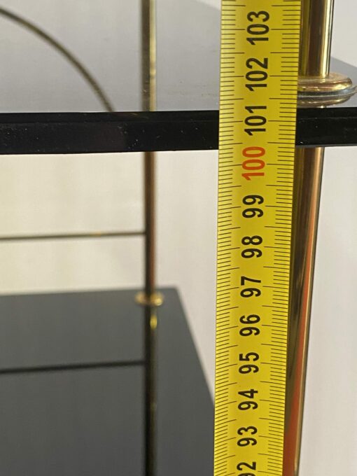 1970′ Étagère en Bronze à 4 Niveaux Maison Baguès Plateaux Opalines Noires 50 X 25 X H 124 cm – Image 7