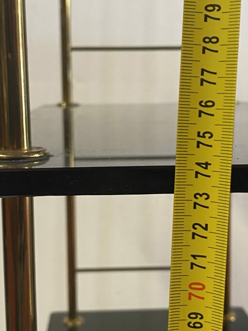 1970′ Étagère en Bronze à 4 Niveaux Maison Baguès Plateaux Opalines Noires 50 X 25 X H 124 cm – Image 6
