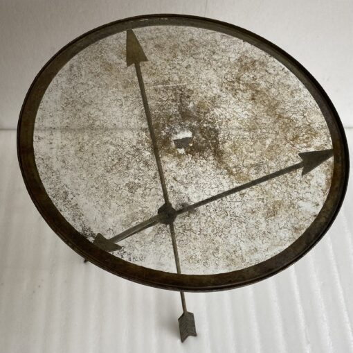 1950/70 ′ Vintage Wrought Iron Pedestal Table Decor In The Shape Of Arrows Jacques Adnet Style Diameter 49 cm - Image 6
