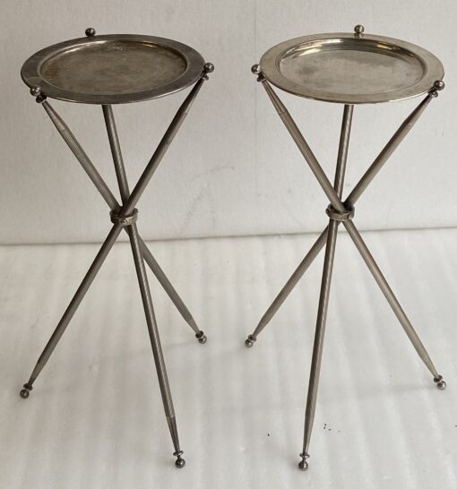 1950′ Pair Of Silver Bronze Tripod Pedestal Table ø 34 cm H 59 cm  (Hold) - Image 7