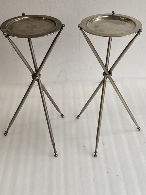 1950′ Pair Of Silver Bronze Tripod Pedestal Table ø 34 cm H 59 cm  (Hold) - Image 6
