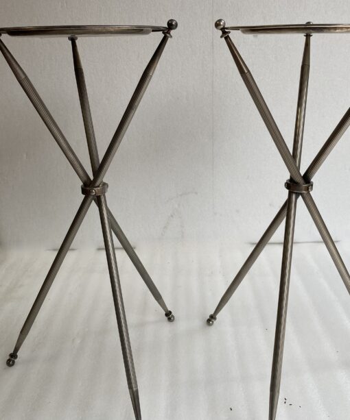 1950′ Pair Of Silver Bronze Tripod Pedestal Table ø 34 cm H 59 cm  (Hold) - Image 5