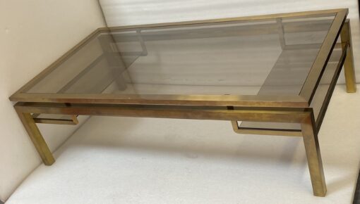 1970′ Rectangular Coffee Table Guy Lefevre For Jansen In Brass And Glass 127 x 67 cm H 37 cm - Image 9