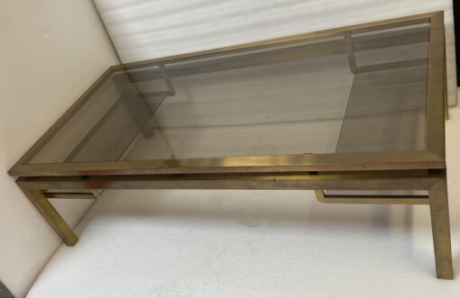 1970′ Rectangular Coffee Table Guy Lefevre For Jansen In Brass And Glass 127 x 67 cm H 37 cm - Image 8
