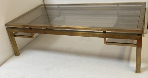 1970′ Rectangular Coffee Table Guy Lefevre For Jansen In Brass And Glass 127 x 67 cm H 37 cm - Image 7
