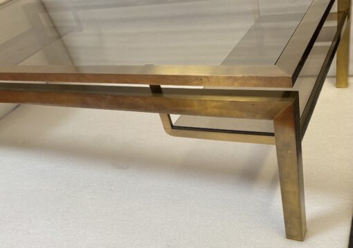 1970′ Rectangular Coffee Table Guy Lefevre For Jansen In Brass And Glass 127 x 67 cm H 37 cm - Image 6