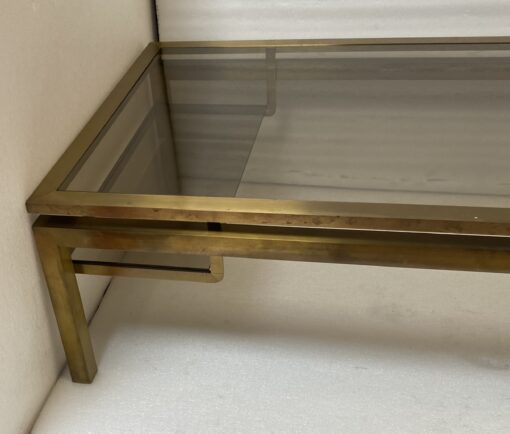 1970′ Rectangular Coffee Table Guy Lefevre For Jansen In Brass And Glass 127 x 67 cm H 37 cm - Image 5
