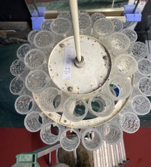 1970′ Venini Doria Lustre Avec 3 Niveaux Et 45 Eléments En Verre Ø 33 cm H 21 cm – Image 15