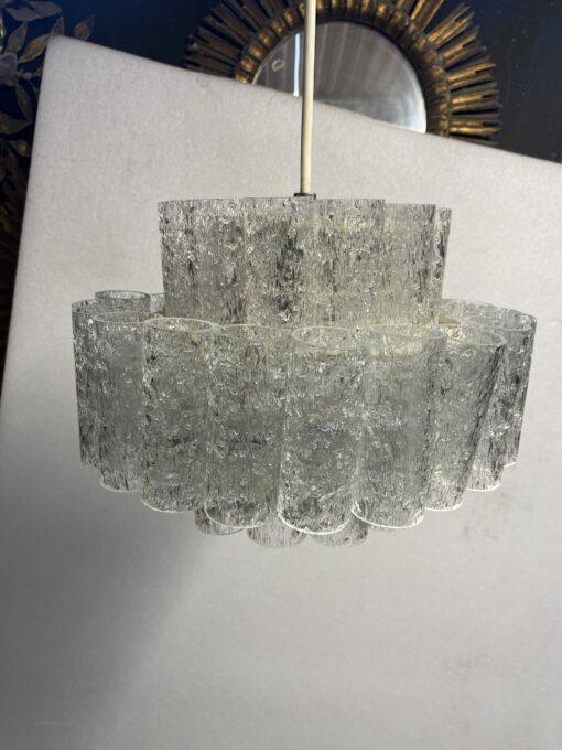 1970′ Venini Doria Lustre Avec 3 Niveaux Et 45 Eléments En Verre Ø 33 cm H 21 cm – Image 11
