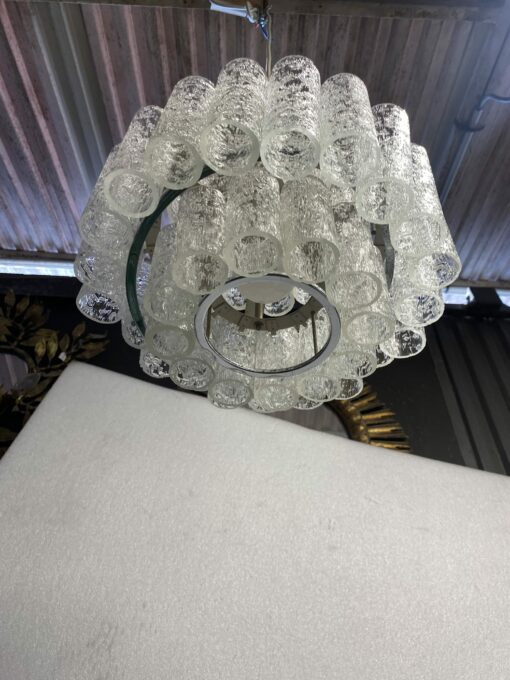 1970′ Venini Doria Lustre Avec 3 Niveaux Et 45 Eléments En Verre Ø 33 cm H 21 cm – Image 9