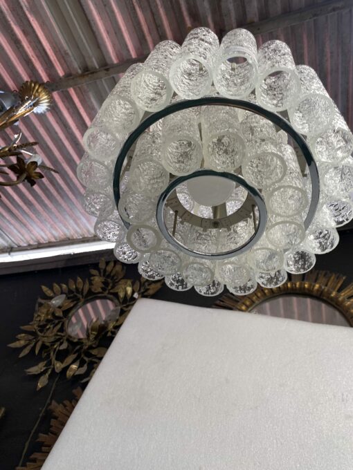 1970′ Venini Doria Lustre Avec 3 Niveaux Et 45 Eléments En Verre Ø 33 cm H 21 cm – Image 6