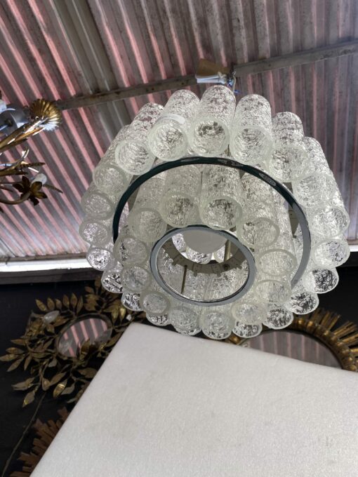 1970′ Venini Doria Lustre Avec 3 Niveaux Et 45 Eléments En Verre Ø 33 cm H 21 cm – Image 5