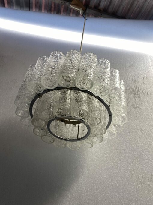 1970′ Venini Doria Lustre Avec 3 Niveaux Et 45 Eléments En Verre Ø 33 cm H 21 cm – Image 4