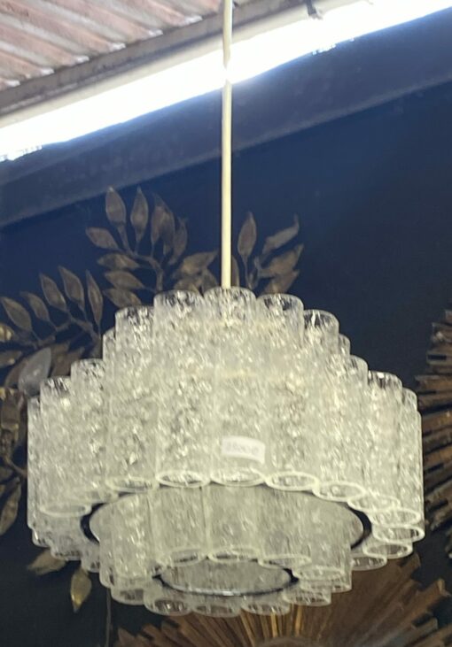 1970′ Venini Doria Lustre Avec 3 Niveaux Et 45 Eléments En Verre Ø 33 cm H 21 cm