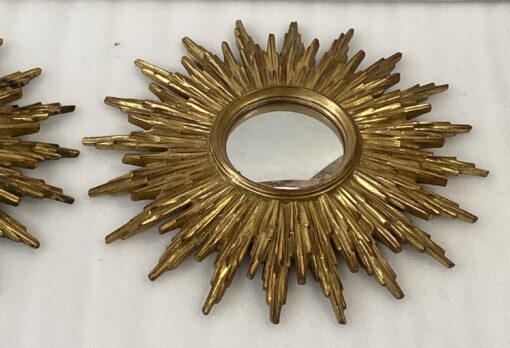 1970′ Paire De Miroirs Ou Similaires Soleil Résine Dorée Diametre 48 cm – Image 14