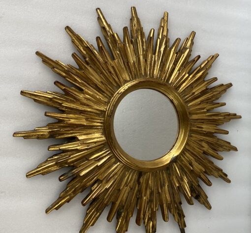 1970′ Paire De Miroirs Ou Similaires Soleil Résine Dorée Diametre 48 cm – Image 12