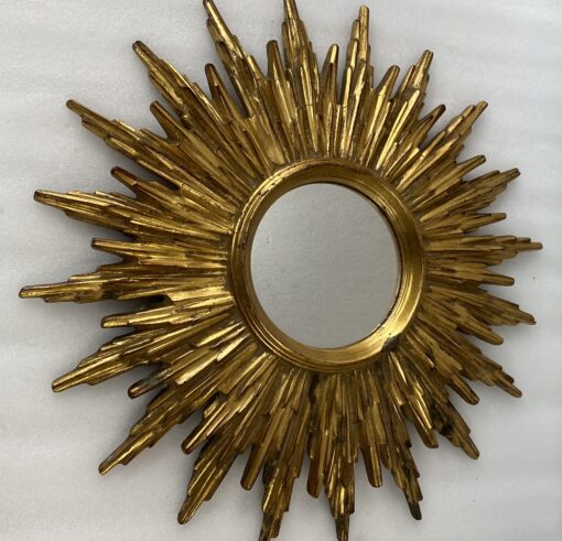 1970′ Paire De Miroirs Ou Similaires Soleil Résine Dorée Diametre 48 cm – Image 11