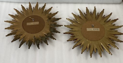 1970′ Paire De Miroirs Ou Similaires Soleil Résine Dorée Diametre 48 cm – Image 7