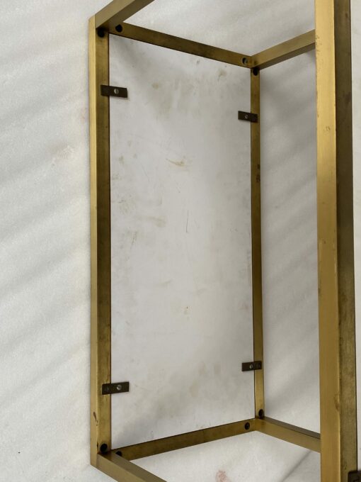1970′ Paire De Bouts De Canapés à 2 Niveaux Maison Jansen Plateaux Laque Mélaminé Orange Avec Decors A L’Or 60 X 30 H 55 cm – Image 7