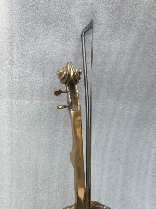 1970/80 Violin Lamp In Bronze And Glass Paste, Sculpture Signed LOHE - Image 8