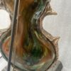 1970/80 Violin Lamp In Bronze And Glass Paste, Sculpture Signed LOHE - Image 7