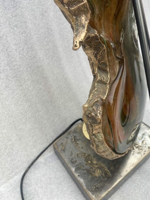 1970/80 Violin Lamp In Bronze And Glass Paste, Sculpture Signed LOHE - Image 5
