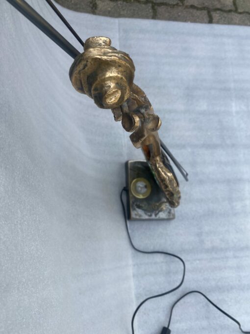 1970/80 Violin Lamp In Bronze And Glass Paste, Sculpture Signed LOHE - Image 4