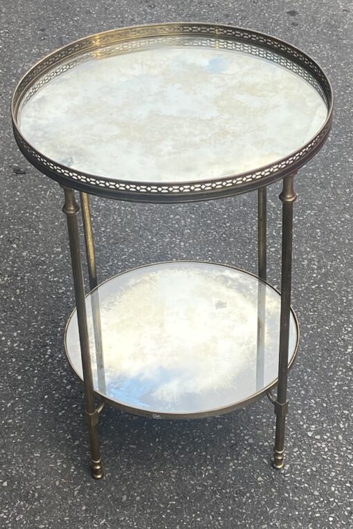 1970′ Bronze Pedestal Table With Gallery Maison Jansen Ø 41.5 H 55 cm