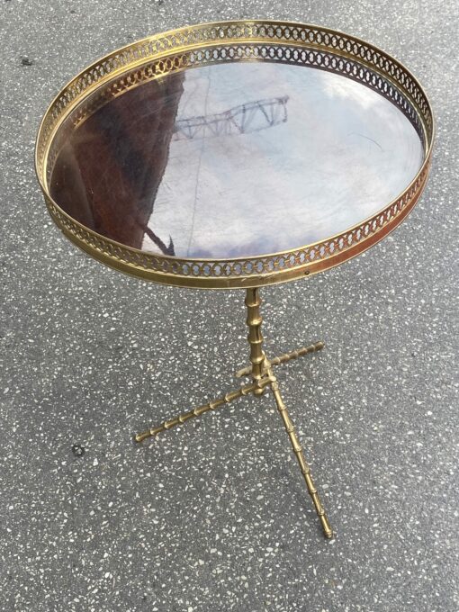 1970′ Bronze Tripod Pedestal Table With Bamboo Model Gallery Maison Baguès