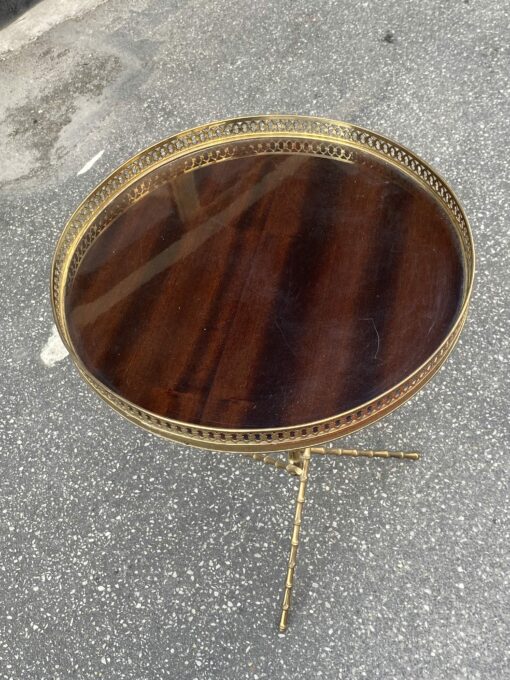 1970′ Bronze Tripod Pedestal Table With Bamboo Model Gallery Maison Baguès - Image 7