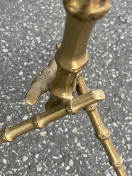 1970′ Bronze Tripod Pedestal Table With Bamboo Model Gallery Maison Baguès - Image 4