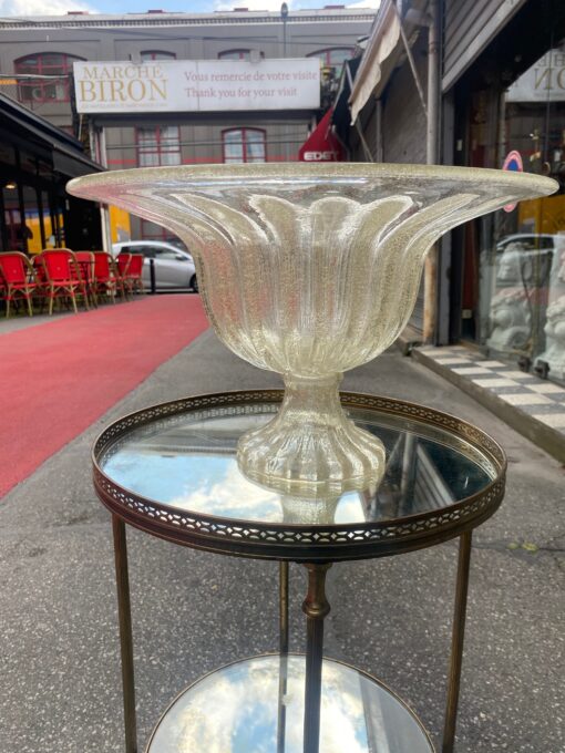 1970 ′ Murano Crystal Cup With Gold Flakes H 26 cm Ø 43