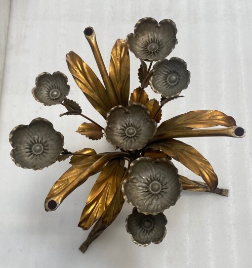 1970′ Tripod Pedestal Table With Anemones In Golden And Silver Iron By Hans Kogl - Image 15