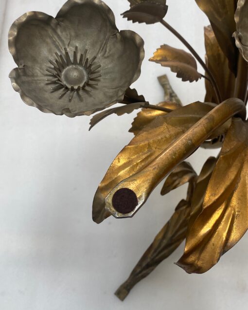 1970′ Tripod Pedestal Table With Anemones In Golden And Silver Iron By Hans Kogl - Image 14