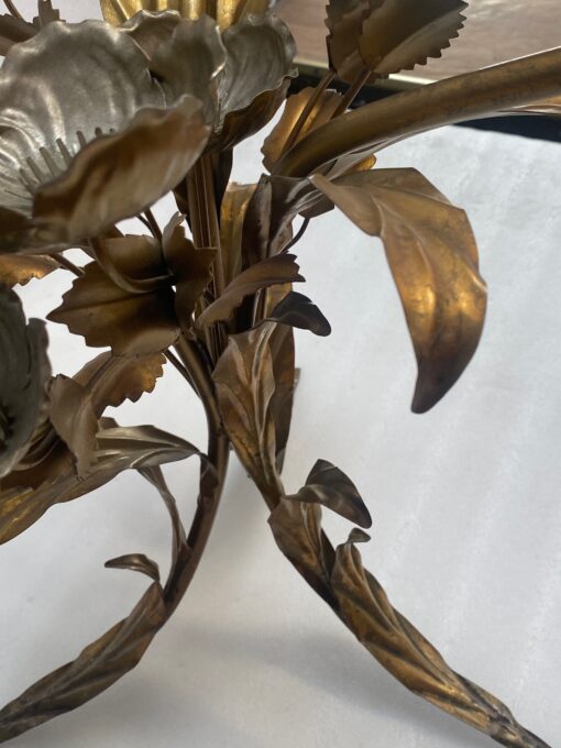 1970′ Tripod Pedestal Table With Anemones In Golden And Silver Iron By Hans Kogl - Image 13